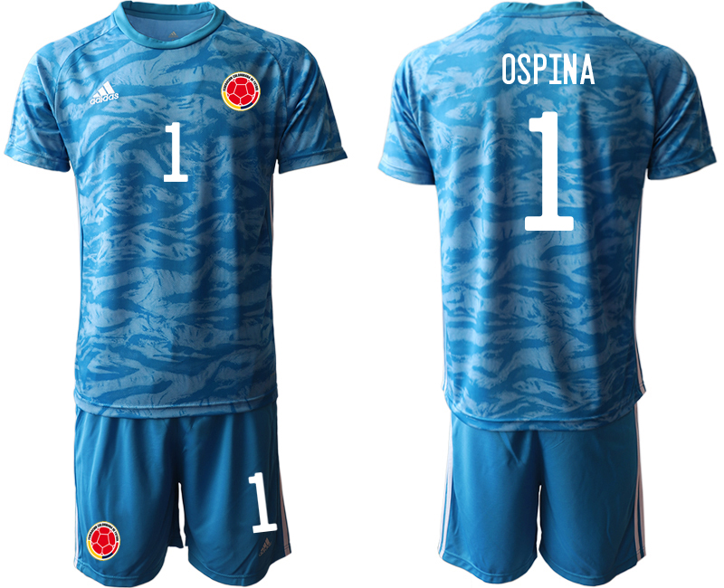 Men 2020-2021 Season National team Colombia goalkeeper blue #1 Soccer Jersey1->colombia jersey->Soccer Country Jersey